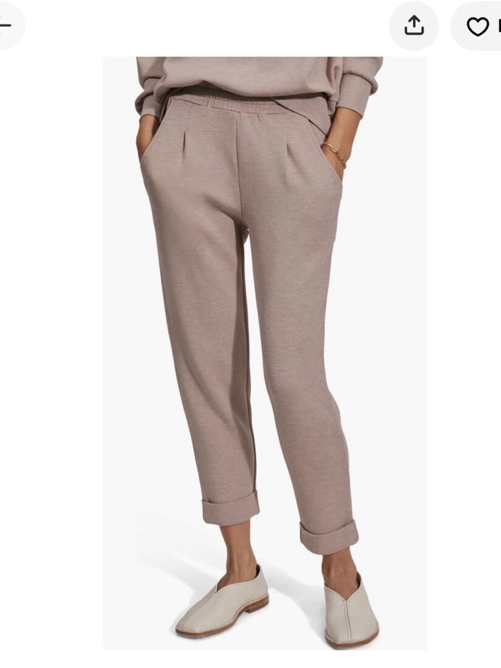 Varley Double Soft Taupe Marl Rolled Cuff 25”  Pants Sz XS Lounge Athleisure